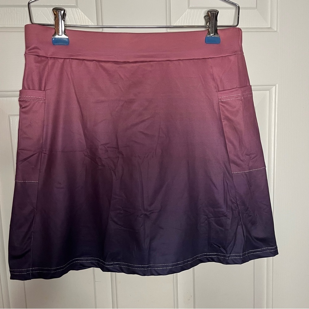 Chic Women's Ombre Skater Skirt and Shorts Designed in Purple and Pink Size L